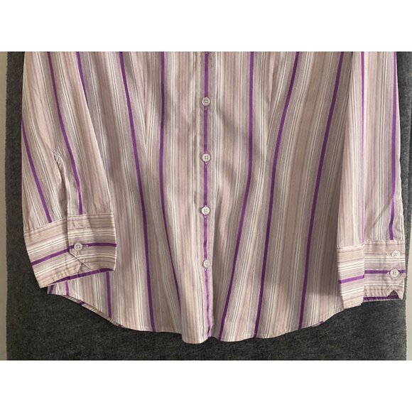New York Co Stretch Blouse Stripe LS Button Front Women Large Lot of 2 - Picture 5 of 16